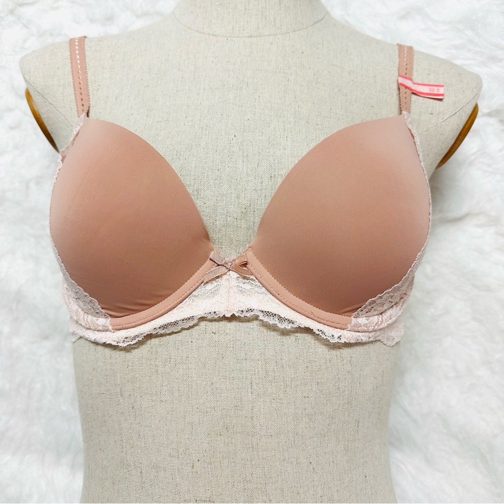 Uncommon Cream and Tan Push-Up Bra with Adjustable Straps